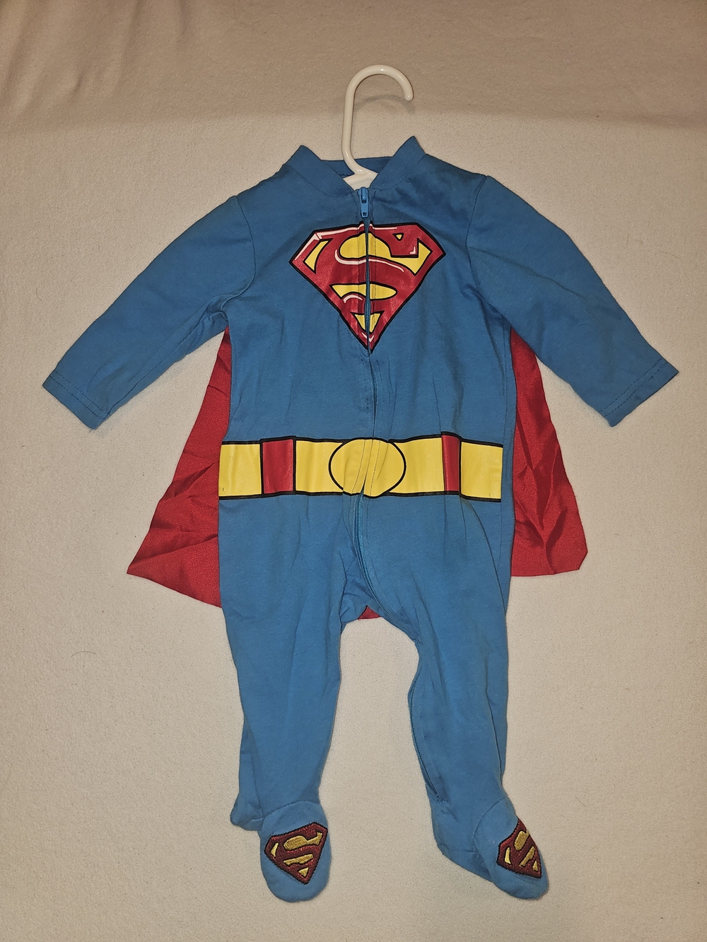 Superman Baby Footie Romper with Red Cape
